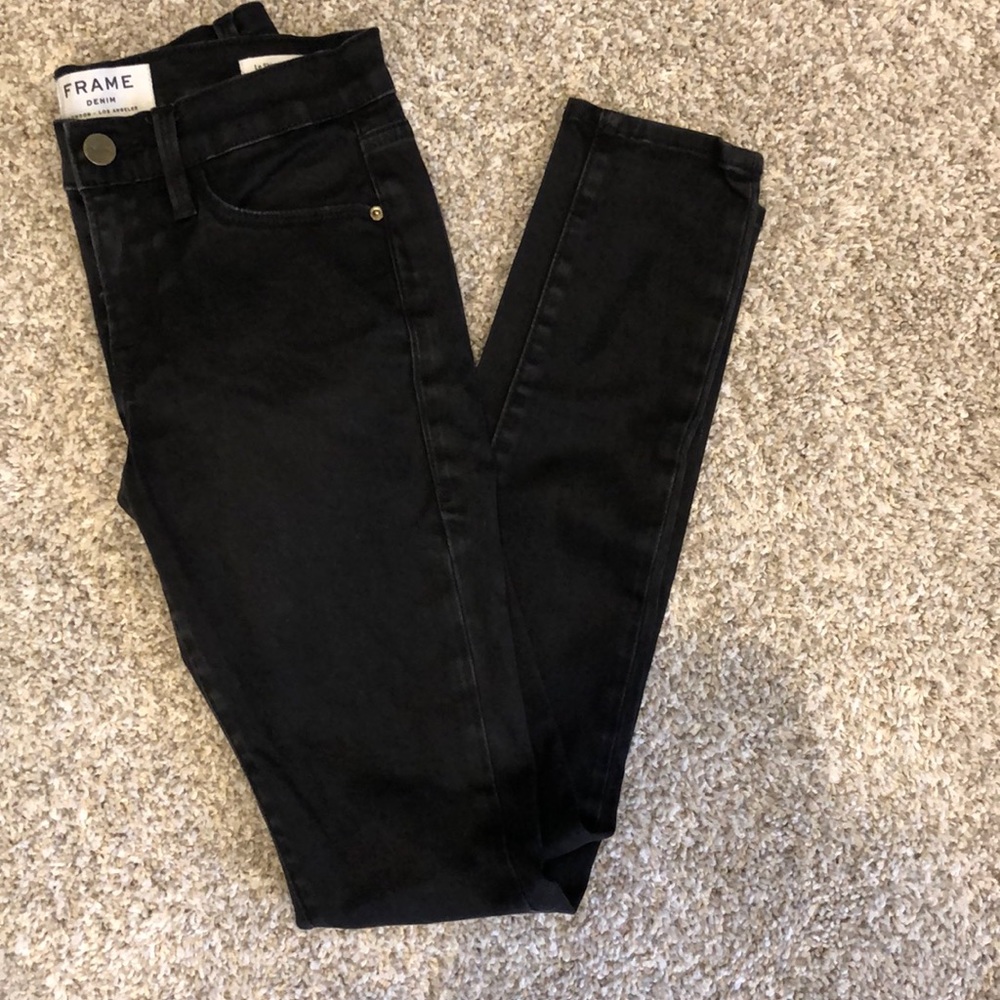 black frame jeans